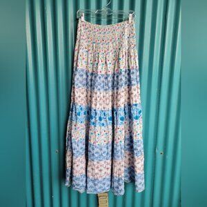 Chillnorway Long Summer Folk Skirt Bohemian White Blue Pink Yellow Large